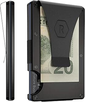 The RidgeWallet - Slim Minimalist Compact Wallet and Card Holder| RFID Protected Front Pocket Wallets | Integrated Money Clip | Royal Black