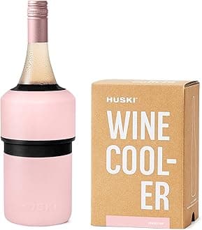 Huski Wine Cooler | Award Winning Iceless Design Keeps Cold Up To 6 Hours Accessory Next Generation Ice Bucket Fits Some Champagne Bottles Gift For Lovers (Powder Pink)