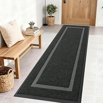 OLANLY Front Door Mat Indoor Outdoor Entrance, Waterproof All-Season, All-Weather Doormat, Sturdy Natural Rubber, Fade Resistant, Low Profile, Easy Clean Patio Porch Entryway Mat, 71x23, Black