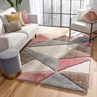 Modern Geometric 3D Textured Thick And Soft Shaggy Rectangular Rug & Carpet Mat (9X12 Feet - Big Size, Color - Multi)
