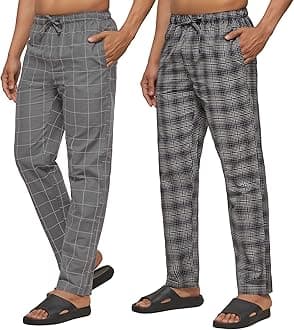 XYXX Mens Cotton Regular Fit Checkered Pyjama | Dual Pockets, Comfortable Lounge Pants for Men