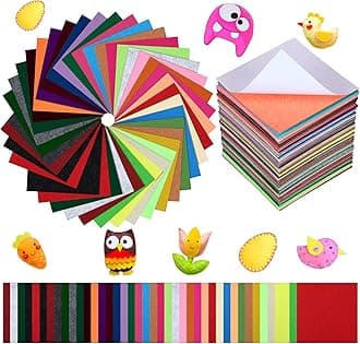 Kinlop80 Pcs Adhesive Felt Fabric Sheets Craft Multi Colored Sticky Soft Felt Sheets Squares Paper Sheet with Adhesive Backing for Sewing DIY Craft Decoration(8 x 8 Inch)