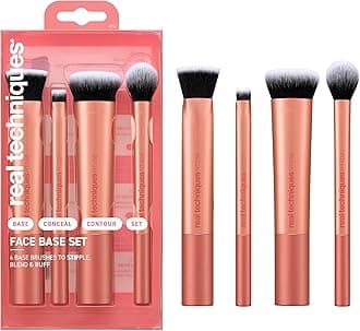 Face Base Makeup Brush Kit, For Concealer, Foundation, & Contour, Works With Liquid, Cream & Powder Products, Staples For Blending & Buffing, 4 Piece Set