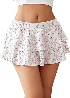 Avidlove Women Pleated Mini Skirt Solid Ruffle Lingerie Skirts