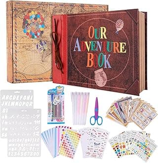 – Our Adventure Book Scrapbook Photo Album 80 Pages 11.6 x 7.5 inch Embossed Words Hard Cove Scrapbook Album with DIY Kit,Exquisite Box for Couples Anniversary Wedding,Valentine's Day,Christmas Day