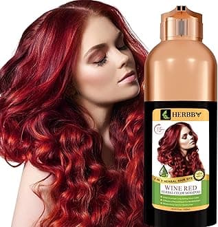HERBBY Hair Color Shampoo for Gray Hair Coverage&Color Transform with 9 Herbal Extracts –Long Lasting(6-8 Weeks),Shiny,Evenly Colored,Instant Hair Dye Shampoo&Conditioner, 500 Ml (WINE RED COLOR)