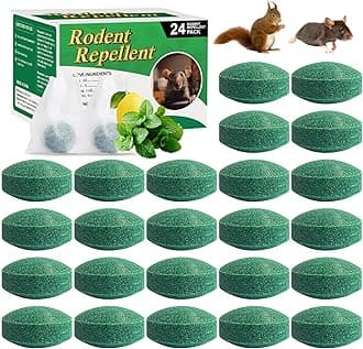24 Pack Mouse Rodent Repellent, Peppermint Oil Mice Repellent for Rats Repellent Outside Groundhog Indoor & Outdoor Use Mouse Deterrent for Home, Car, Garage, Garden, Safe for Family & Pets
