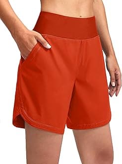 G Gradual Women's 7" Quick Dry Swim Board Shorts Swimming Bottoms High Waisted Beach Shorts for Women with Liner Pockets