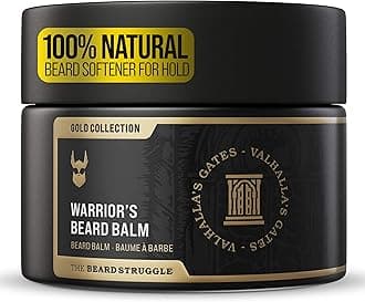 The Beard Struggle Warrior’s Beard Balm - Gold Collection, Valhalla's Gates - Non-Greasy Low-Hold Formula, Luxurious Cologne-Grade Fragrances 100% Natural and Plant-Based Ingredients - 50g