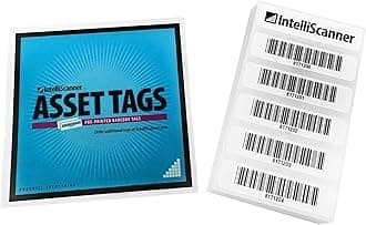 IntelliScanner Asset Tags - Pre-Printed Barcode Labels (Pack of 100)