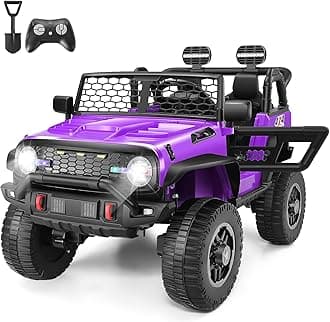 HikoleXXL Ride on Truck Cars, 2 Seater Kids Jeep, 24V Power Cars Wheels, Battery Operated Car, 4 Big Treaded Tires, Multi-Terrain Traction, One Start Button, 3 Speeds, Music, Bluetooth, Purple