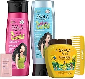 SKALA Type 3ABC 2-in-1 Frizz Control Treatment 2 em 1 Maracuja + Shampoo & Conditioner Kit -Complete Curly Hair Care Set Comes With Color Care Packet Packet + Free Comb (Comb Color May Vary).