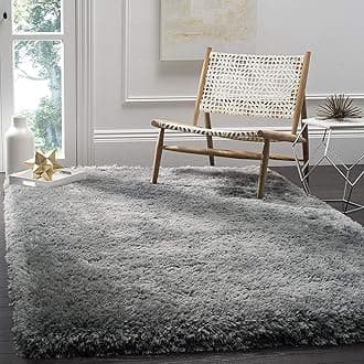 Luxury Shaggy Carpet Solid Plain Fluffy Fur Rectangular Rugs For Hall And Drawing Room 10X12 Feet Microfiber & Polyster Modern Interior Floor Mat Grey