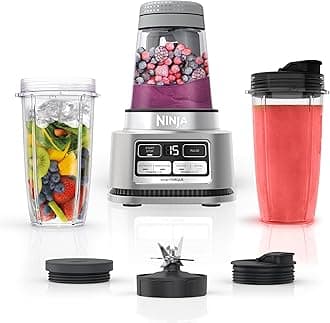 Ninja SS101 Foodi Smoothie Maker & Nutrient Extractor* 1200 WP, 6 Functions Smoothies, Extractions*, Spreads, smartTORQUE, 14-oz, (2) To-Go Cups & Lids, Silver