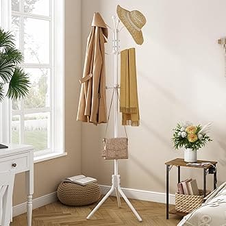 Hoctieon Coat Rack Freestanding, Heavy Duty Coat Hanger Stand with 12 Hooks, Entryway Hall Tree, Floor Standing Coat Rack, Coat Rack Stand, Clothes Rack, Coat Tree, White