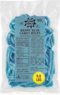 Premium Berry Blue Candy Belts – The Original Sour Candy Belts Since 1985 – 6.6 lb Bag – Vegan, Non-GMO, Gelatin Free – Soft, Chewy, Peelable, Sweet & Tart Retro Treats – Sour Belts Candy Bulk