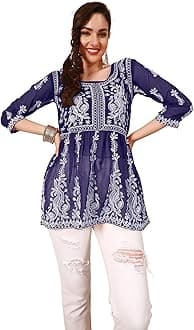 Women Chikan Embroidery Short Kurti