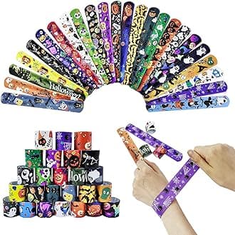 24 Pcs Slap Bands for Kids Party Bags - Halloween Slap Bracelets Wristband Party Favours for Girls & Boys