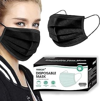 100PCS 3 Ply Black Disposable Face Mask Filter Protection Face Masks