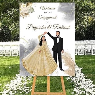 Theme My Party Personalised Indian Traditional Engagement Ceremony Welcome Sign Board - Personalized Indian Pre Wedding Engagement Wedding Sign Board – Indian Ceremony Welcome Sign