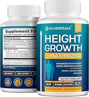 Growth Capsules to Grow Taller - Height Growth Maximizer with Calcium for Bone Strength, Made in USA, Natural Get Taller Supplement to Increase Bone Growth Adults, Teens & Kids, Free of Growth Hormone