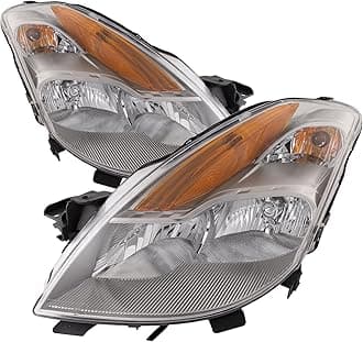 HEADLIGHTSDEPOT Chrome Housing Halogen Headlight Compatible with Nissan Altima 2-Door Coupe 2008-2009 Includes Left Driver and Right Passenger Side Headlamps