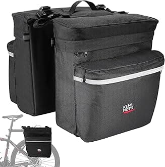 Bike Bag Panniers with Rain Cover, 34L Waterproof Bicycle Saddle Bag for Rear Rack Mountain Biking Bags Storage, Ebike Accessories for Commuter Grocery Shopping Travel Carrier, Black