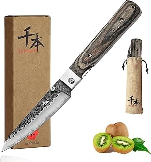 SENBON Forged 440A Stainless Steel Ultra Sharp Pocket Folding petty Universal Knife Color Wood Handle Camping Travel Outdoor Portable Fruit Knife