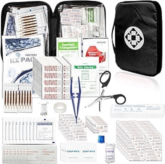 300Piece Travel First Aid Emergency Kit Home Essentials Hiking Survival Essential Kit for Outdoor Adventure Camping Backpack, Black 1st Aid