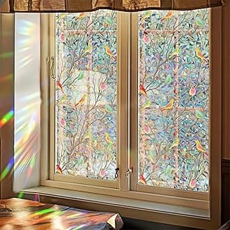 Privacy Window Film, Frosted Bird Stained Glass Window Film Decorative, Removable Sticker for Living Room Bedroom Bathroom Kitchen, 45 * 200CM