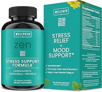 - WellPath Zen Stress Relief Supplement + Mood Support | Calm, Stress & Energy Support | Ashwagandha Root, Rhodiola Rosea, L-Theanine, Lemon Balm | Herbal Capsules, 60 Ct