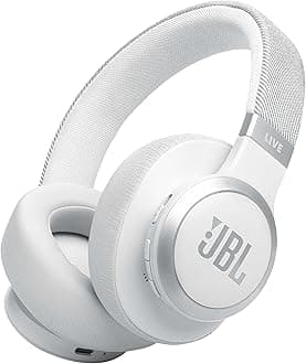 JBL LIVE 770NC Wireless Over-Ear Headphones – Adaptive Noise Cancelling, JBL Signature Sound, 70H Battery, Smart Ambient & Bluetooth 5.3, JBLLIVE770NCWHT, White