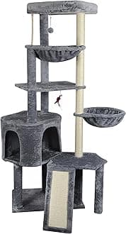 WANG XIN Four Layer Big Cat Tree with Huge Cat Condo and Two Hammocks ScratchPad