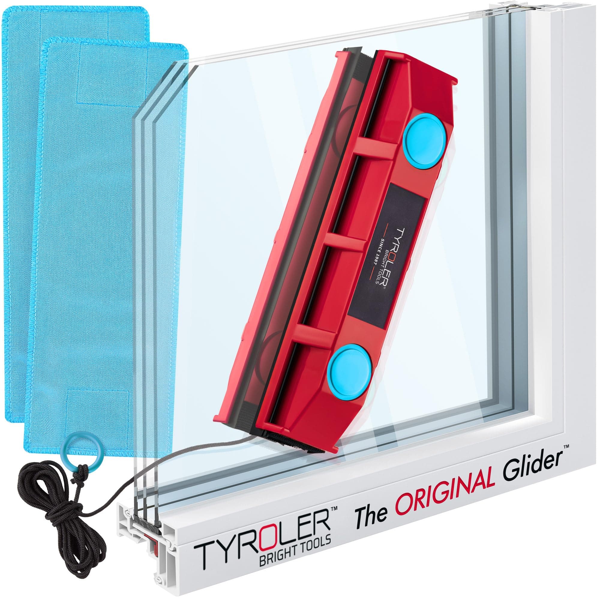 Tyroler Bright Tools The Glider D-2 Magnetic Window Cleaner for Double Glazed Windows. Fit to 0.3in - 0.7in Window Thickness. Glass Cleaner