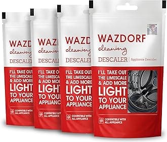 Wazdorf Washing Machine Cleaner & Descaling Powder - Descaler for top load and front load | Deep Cleaning for Drum & Tub | 100g 4 pouch (Pack of 1)