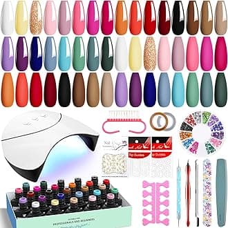 42 Pcs Gel Nail Polish Kit with U V Light 24 Colors Gel Polish Nail Kit Base Coat Glossy & Matte Top Coat Complete Nail Kit with Manicure Tools Gifts for Women Girls