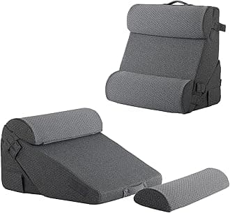 Bedluxe Adjustable 4pcs Bed Wedge Pillow Set, Memory Foam Wedge Pillows Post Surgery for Back, Neck, Leg Pain Relief, Pillow Wedge for Sleeping, Sitting up in Bed, Acid Reflux and GERD, Black