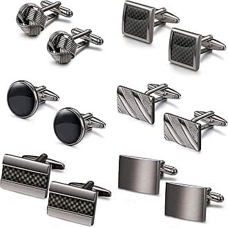 FIBO STEEL Cufflinks for Men Classic Black Cufflink Set Unique Round Square Rectangle Cuff Links for Business Shirt Formal Wedding Tuxedo Groom Suit Accessories Men Present