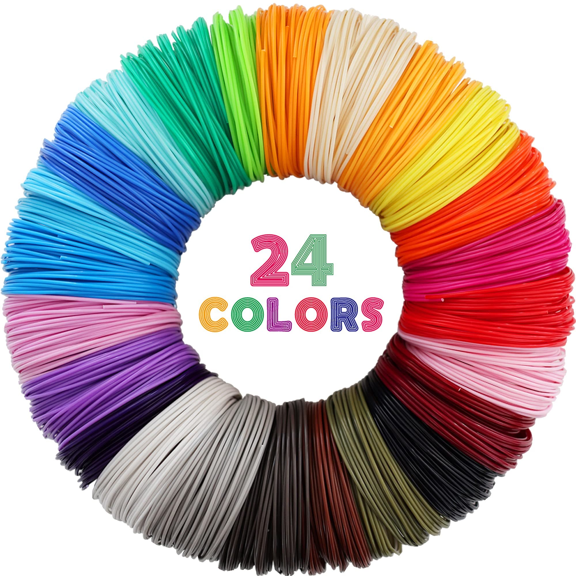 24 Colors 1.75mm ABS 3D Pen Printer Filament Refill, Each Color 3.5m, Total 84m Material, Support for MYNT3D / SCRIB3D Printing Pen, Not Fit 3Doodler Pack with 2 Finger Caps (27abs 3.5)