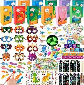 Dinosaur Party Favors for 12 Kids, 10 Styles 168Pcs Dinosaur Birthday Party Supplies, Dinosaur Goodie Bag Stuffers, Dino Birthday Party Favors, Dino Party Gift Bag Fillers