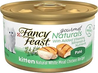 Purina Fancy Feast Grain Free Pate Wet Kitten Food Gourmet Naturals White Meat Chicken Recipe - (Pack of 12) 3 oz. Cans
