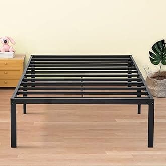 Olee Sleep 14 Inch Classic Metal Platform Bed Frame, Steel Slat Anti-Slip with Center Support, Steel Mattress Foundation, No Box Spring Needed, Black, Twin Size