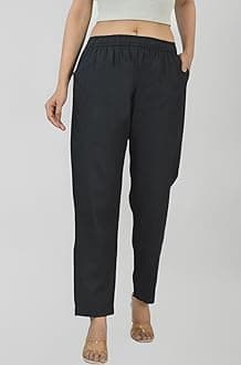 Women's Cotton Linen Pants, Regular Fit, Fully Elasticated, 2 Side Pockets