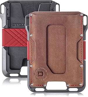 Dango Slim Minimalist Wallet for Men - RFID Blocking - Leather, Rawhide/Slate Grey