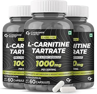 Carbamide Forte Carbamide Forte L Carnitine Supplement 1000mg Capsules for Men & Women | Pre Workout Supplement - 60 Veg Capsules (Pack of 3)