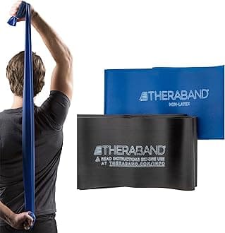 THERABAND Resistance Bands Set, Advanced Kit, Blue, Black, Non-Latex Elastic Bands for Exercise & Physical Therapy, Strength Training Bands for Upper & Lower Body Fitness