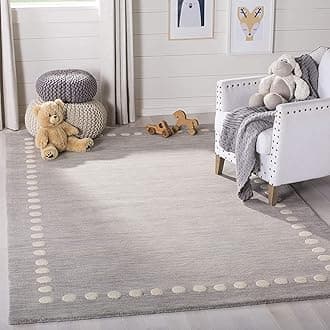 Zara Carpets Solid Plain Exported Quality Hand Made Carpets and Rugs Size 4 Feet by 6 Feet (4x6 feet) Grey Dotted