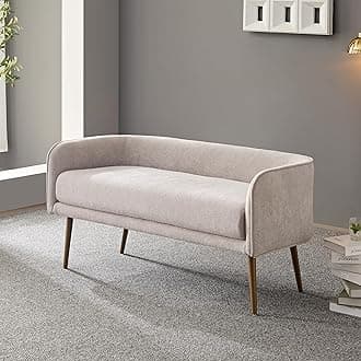Bedroom Bench with Low Back, Inside Metal Frame, Extra Seat for Living Room, Entryway or Dinning Bench(Light Gray) …