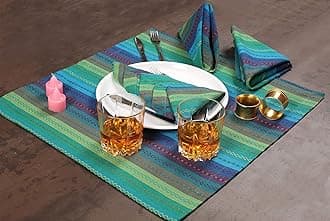 Ramanta Home Salsa Stripe Teal Oversized Cloth Napkins 20x20 Inches, Cotton Soft & Durable Table Dinner Napkin Ideal for Thanksgiving, Christmas, Wedding | Washable Kitchen Fabric for Everyday Use