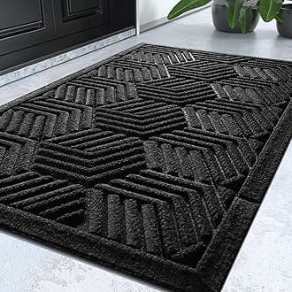 Yimobra Door Mats Outdoor 29.5x17, All-Season Waterproof Outdoor Mats for Front Door Entrance with Drainage Holes, Heavy Duty Non-Slip Doormat for Garage Patio Entryway Indoor, Black